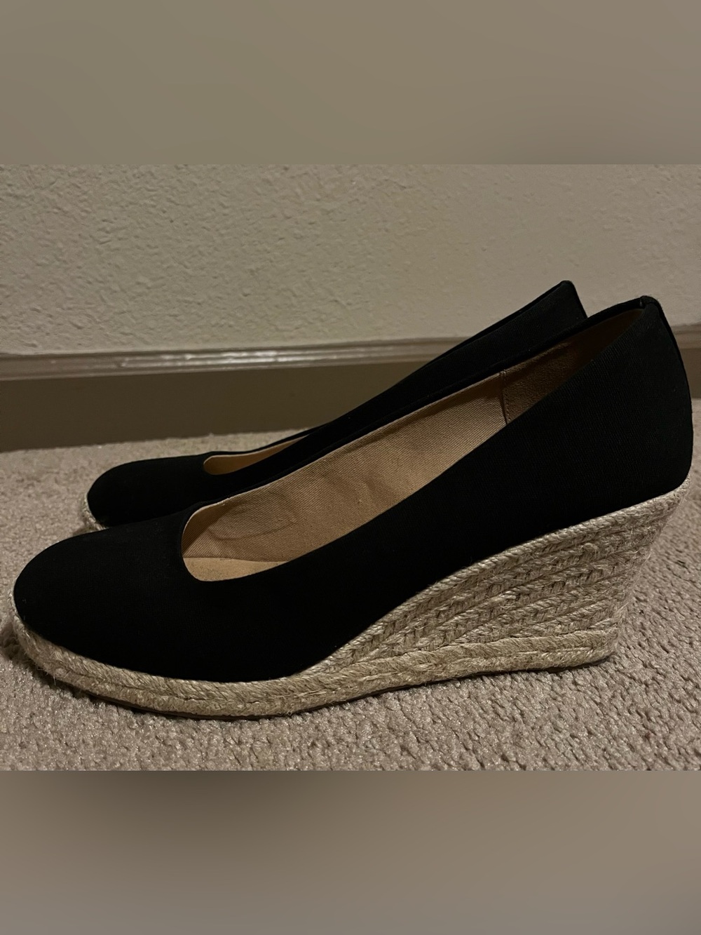 J. Crew Black Espadrille Wedge Flats - Women's Casual Slip-Ons
